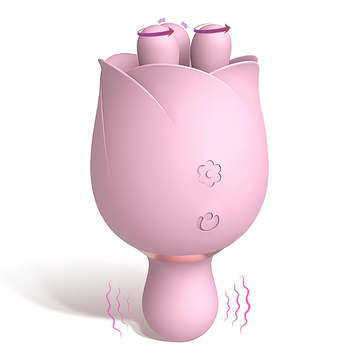 Women's Flowers Style Clitoral Vibrator / Female Silicone Massager with Rotating Heads - EVE's SECRETS